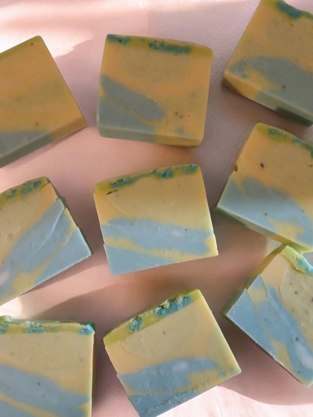 Handmade Marbled Blue & Yellow Soap Bars (Summer Blossom) Full 5oz Bars